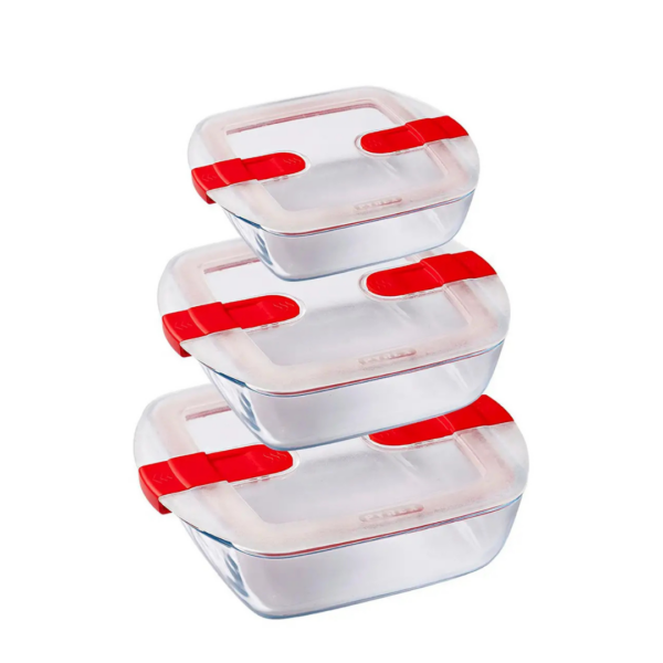 طقم علب الحفظ الزجاجية مربعة الشكل