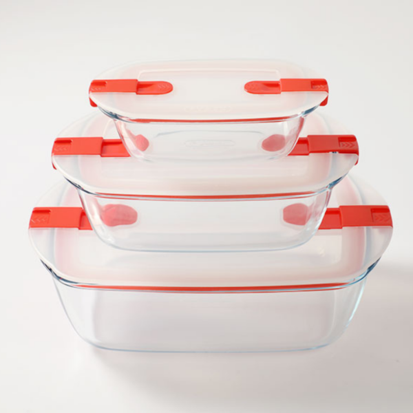 علب حفظ زجاجية مستطيلة